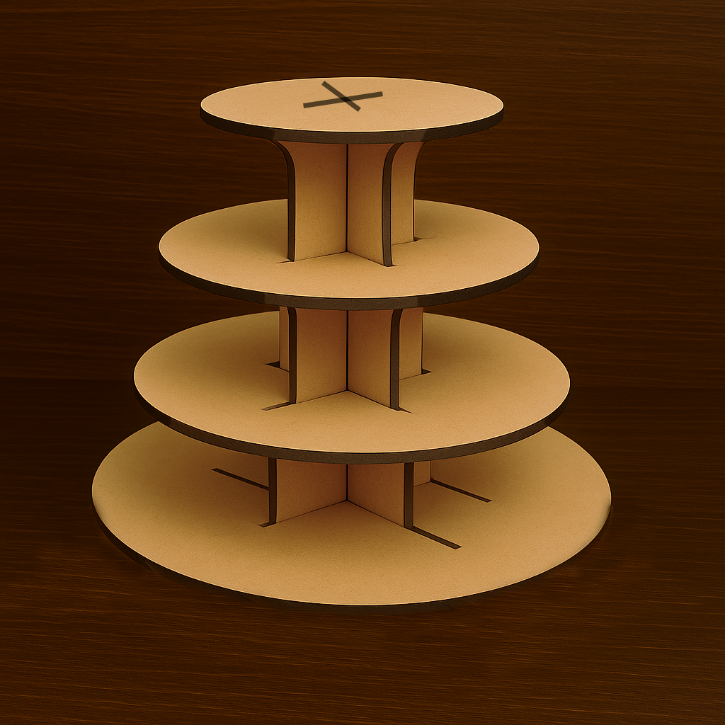 MDF 3-tier round stand for cupcakes, sweets, and decorative display 