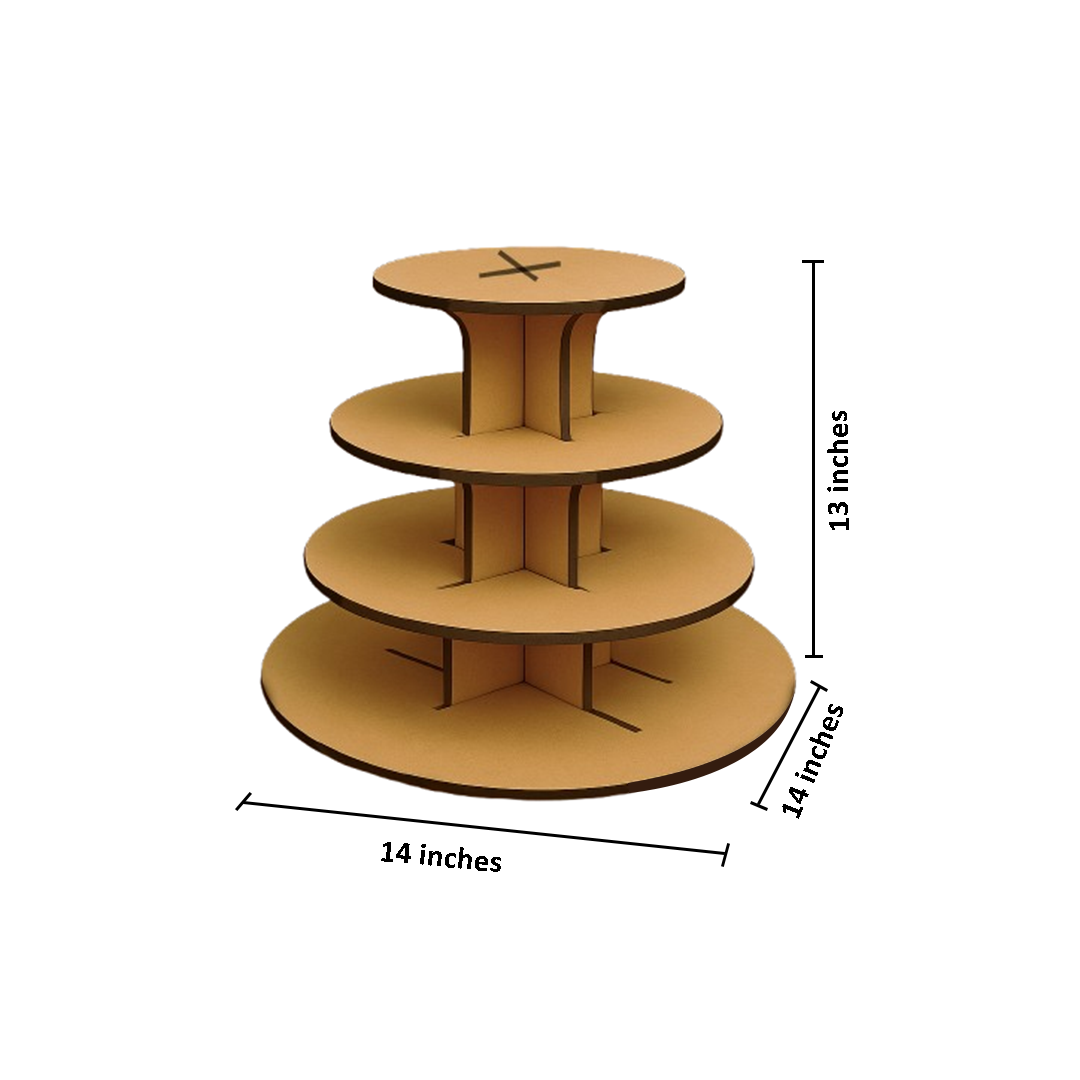 MDF 3-tier round stand for cupcakes, sweets, and decorative display with size