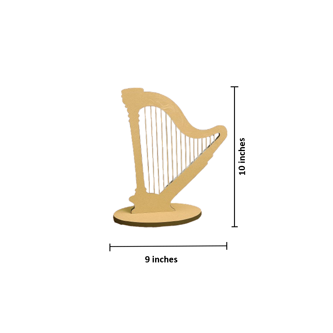 MDF harp shape decorative stand with oval base – ready-to-use musical theme décor with size