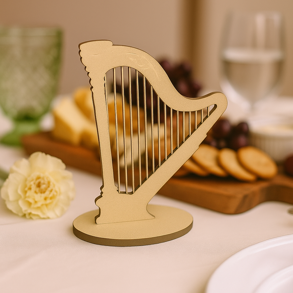 Simple MDF harp décor on formal dining setup
