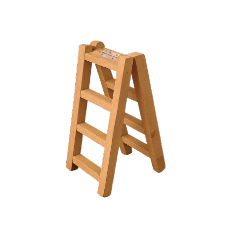 Wooden step ladder on a white background