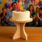 MDF cake stand with birthday cake and colorful candles, perfect for party celebrations