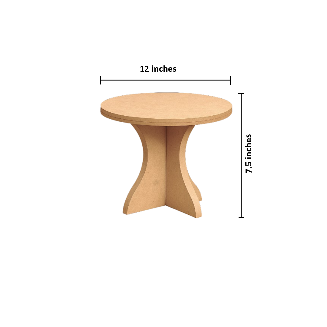 Unpainted MDF round cake stand, sturdy base for weddings, birthdays, and dessert displays with size