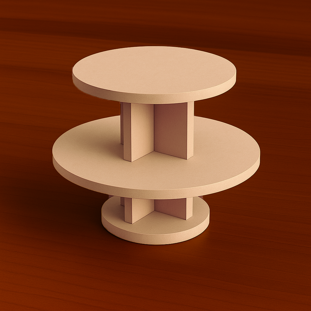 MDF 2-tier round bakery stand – elegant dessert and cake display for events and parties