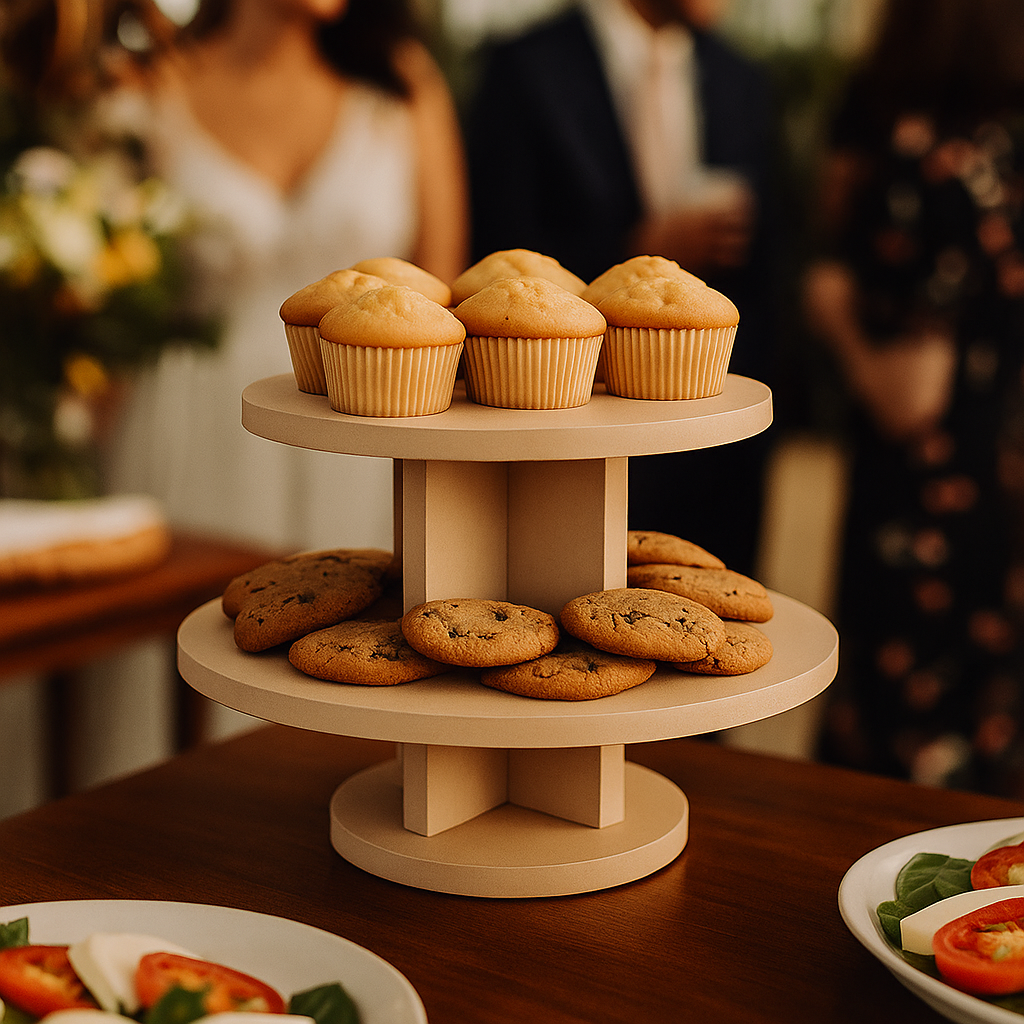 Plain MDF 2-tier cupcake and cookie stand for weddings, birthdays, and high tea setups