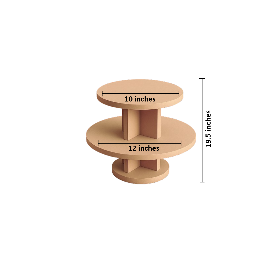 MDF 2-tier round bakery stand – elegant dessert and cake display for events and parties with size