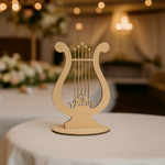 Unpainted MDF harp-shaped table decor stand for DIY painting and event styling
