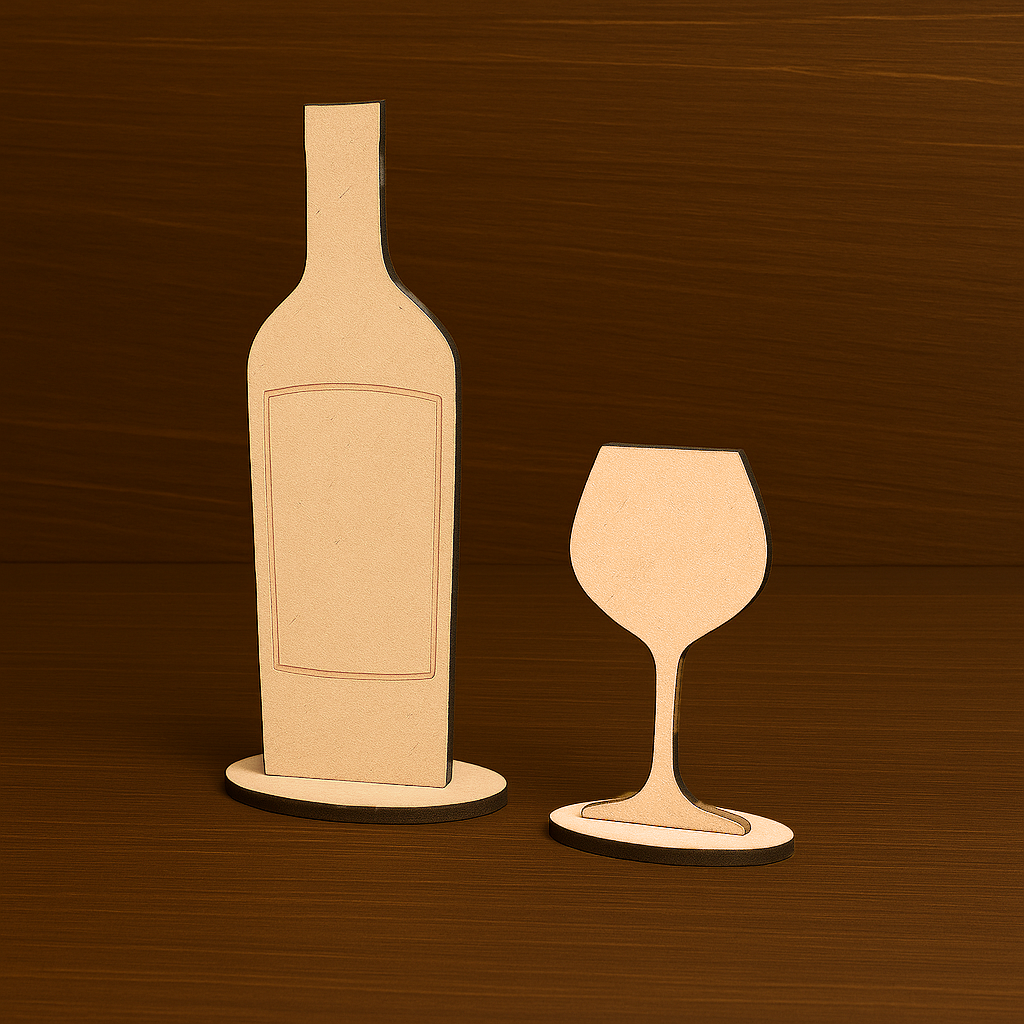MDF bottle and glass decorative stand set – elegant bar and party décor for home and event
