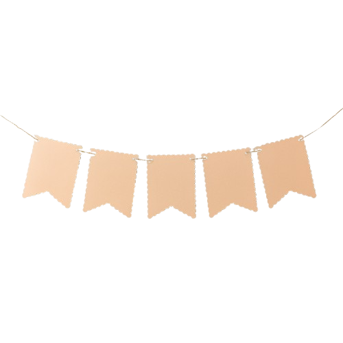 Beige MDF banner flags on a white background