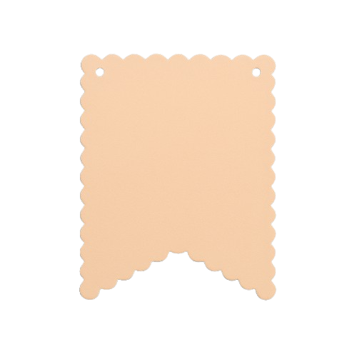 Beige color swatch with scalloped edges on a white background