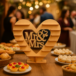 MDF Mr & Mrs heart-shaped cupcake stand for wedding dessert table decoration