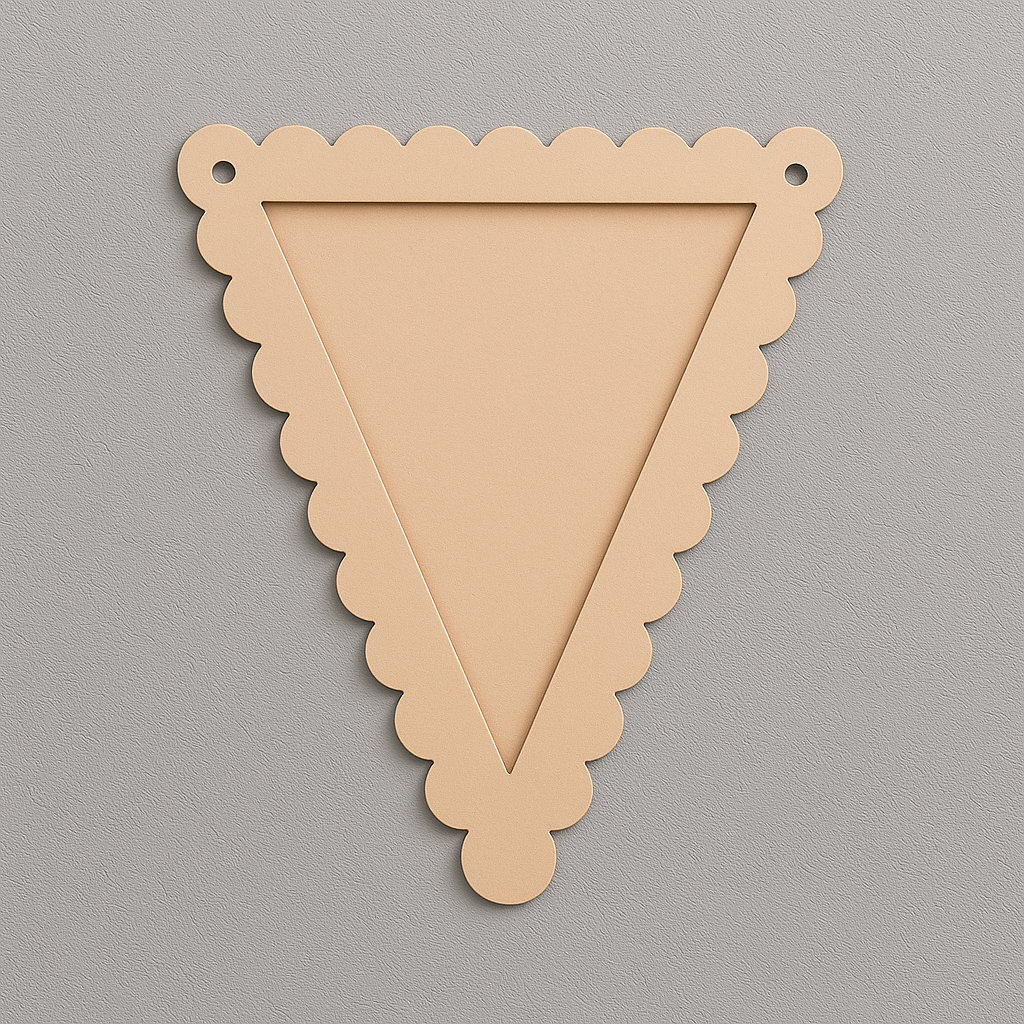 MDF triangular hanging frame with scalloped edges