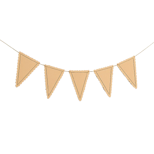 Gold triangle-shaped banner on a white background