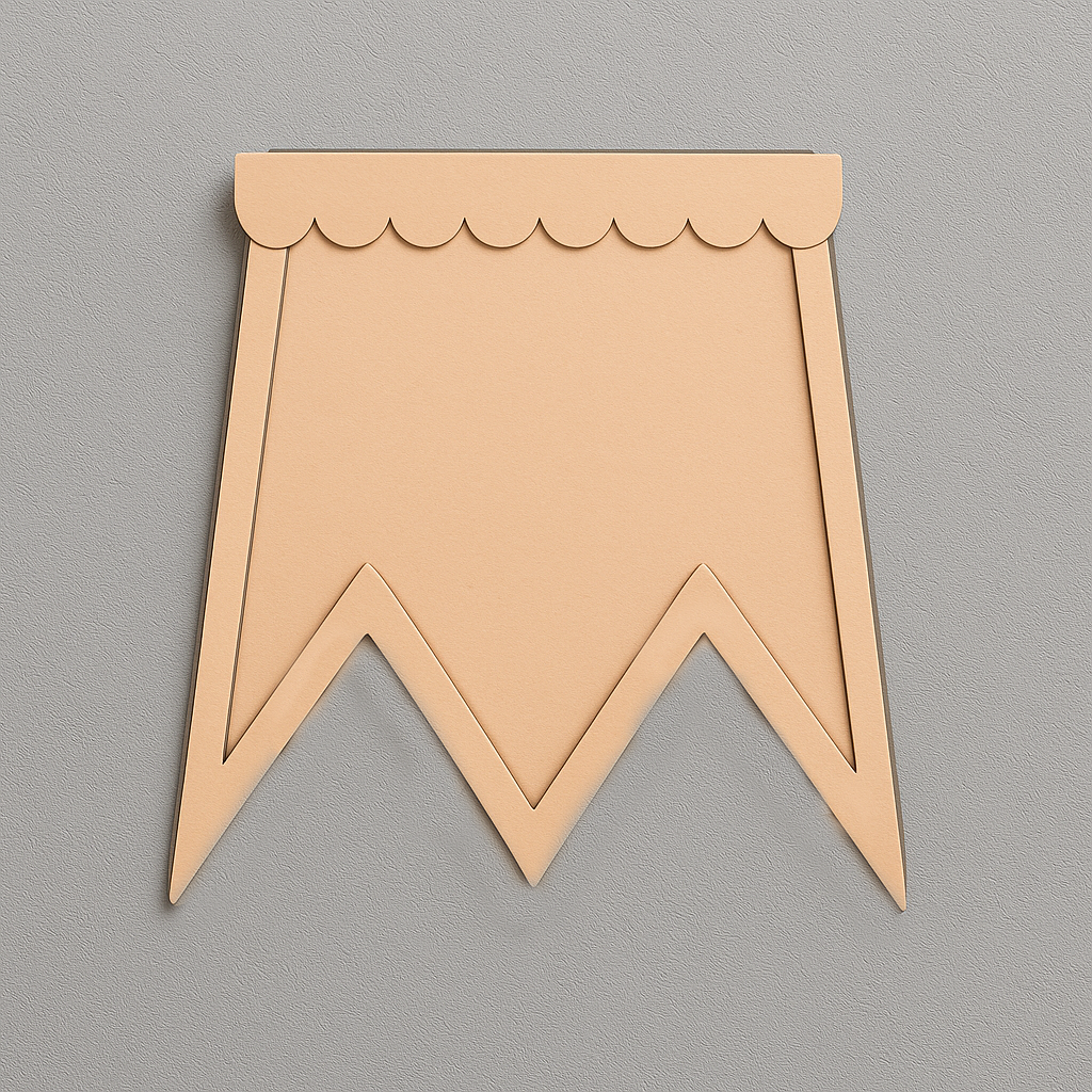 MDF hanging bunting set with scalloped edge flags