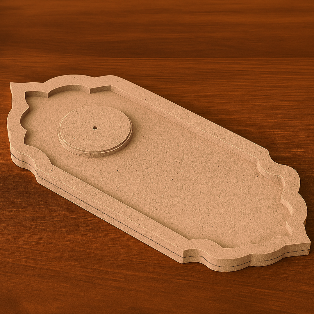 Designer MDF incense stick holder with circular insert and ornate border
