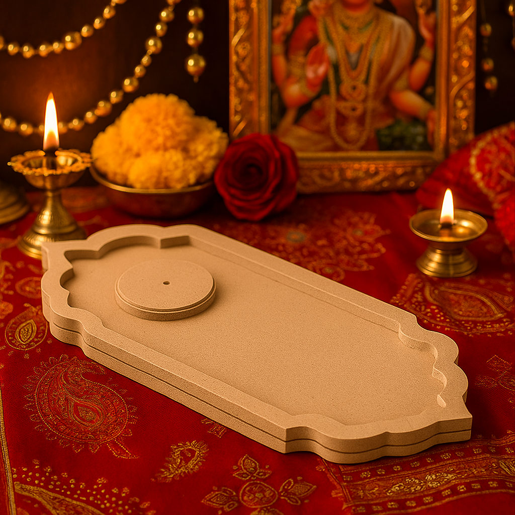 MDF incense holder base with marigolds and petals 