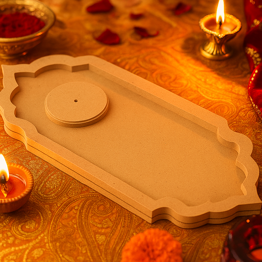 MDF incense holder base with marigolds 