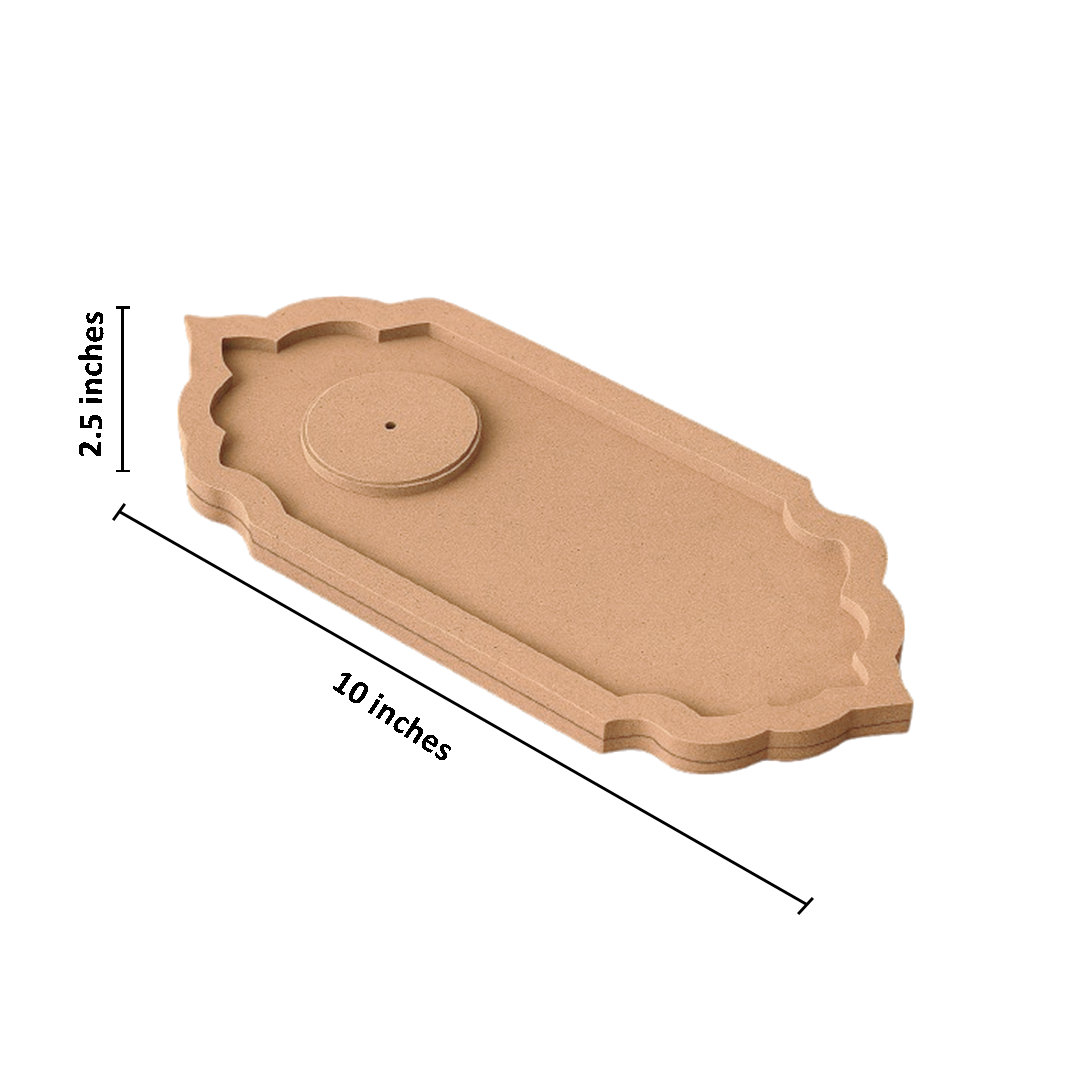 Designer MDF incense stick holder with circular insert and ornate border with size
