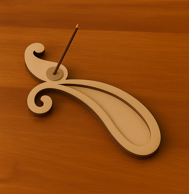 Paisley-shaped MDF incense holder for DIY home decor projects

