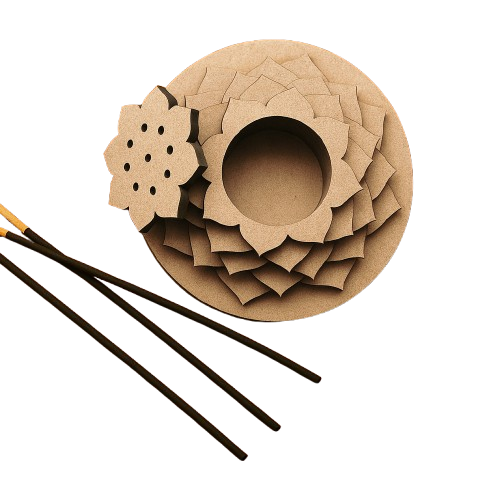 Layered lotus MDF incense stick holder with intricate petal design