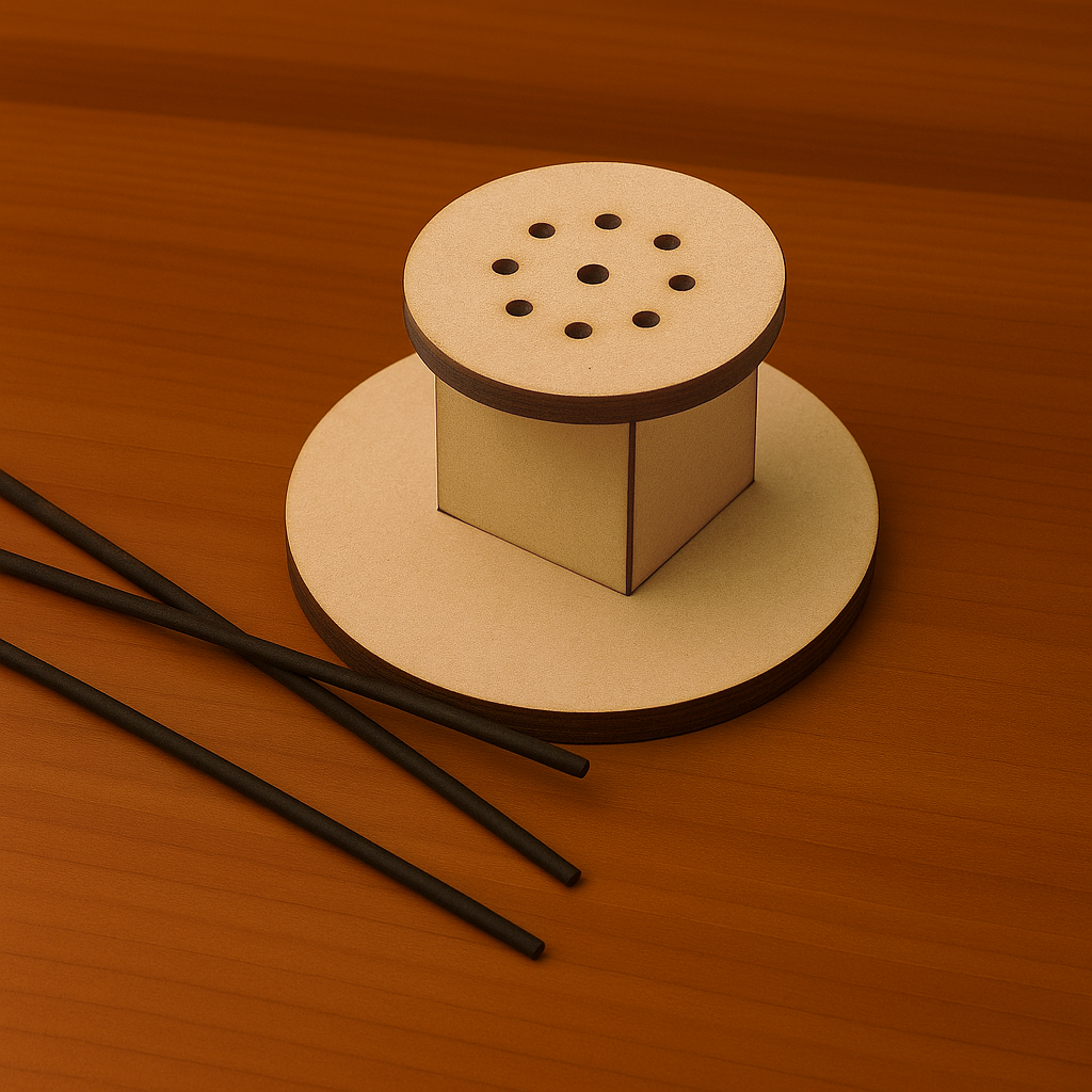 MDF incense stick holder with multiple holes for agarbatti placement, perfect for prayer and home fragrance

