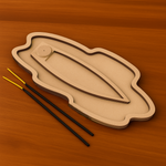 Modern MDF incense stick holder tray in layered design with incense sticks for home decor, puja, or meditation use.


