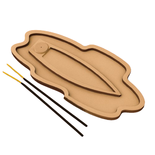 Modern MDF incense stick holder tray in layered design with incense sticks for home decor