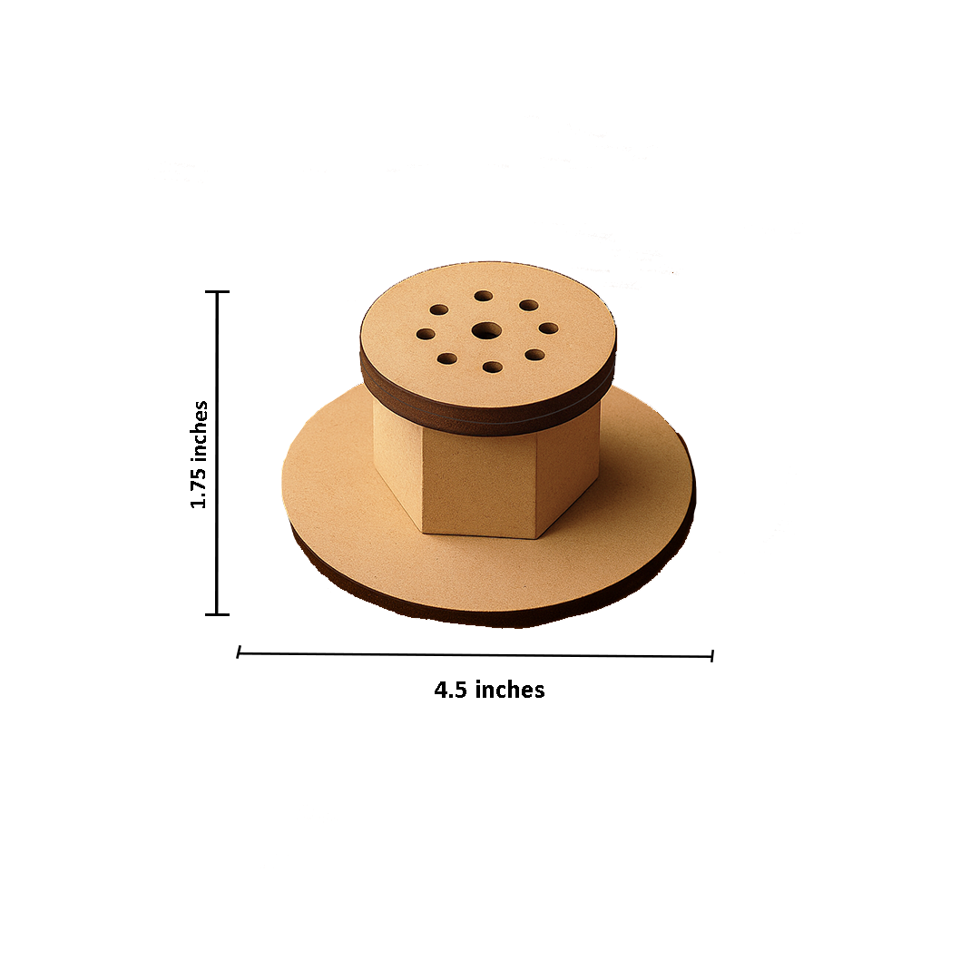 Hexagon MDF stick holder with removable lid and holes with size
