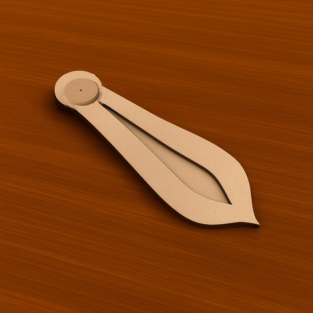 MDF leaf design incense holder on wooden table, minimalist handmade décor


