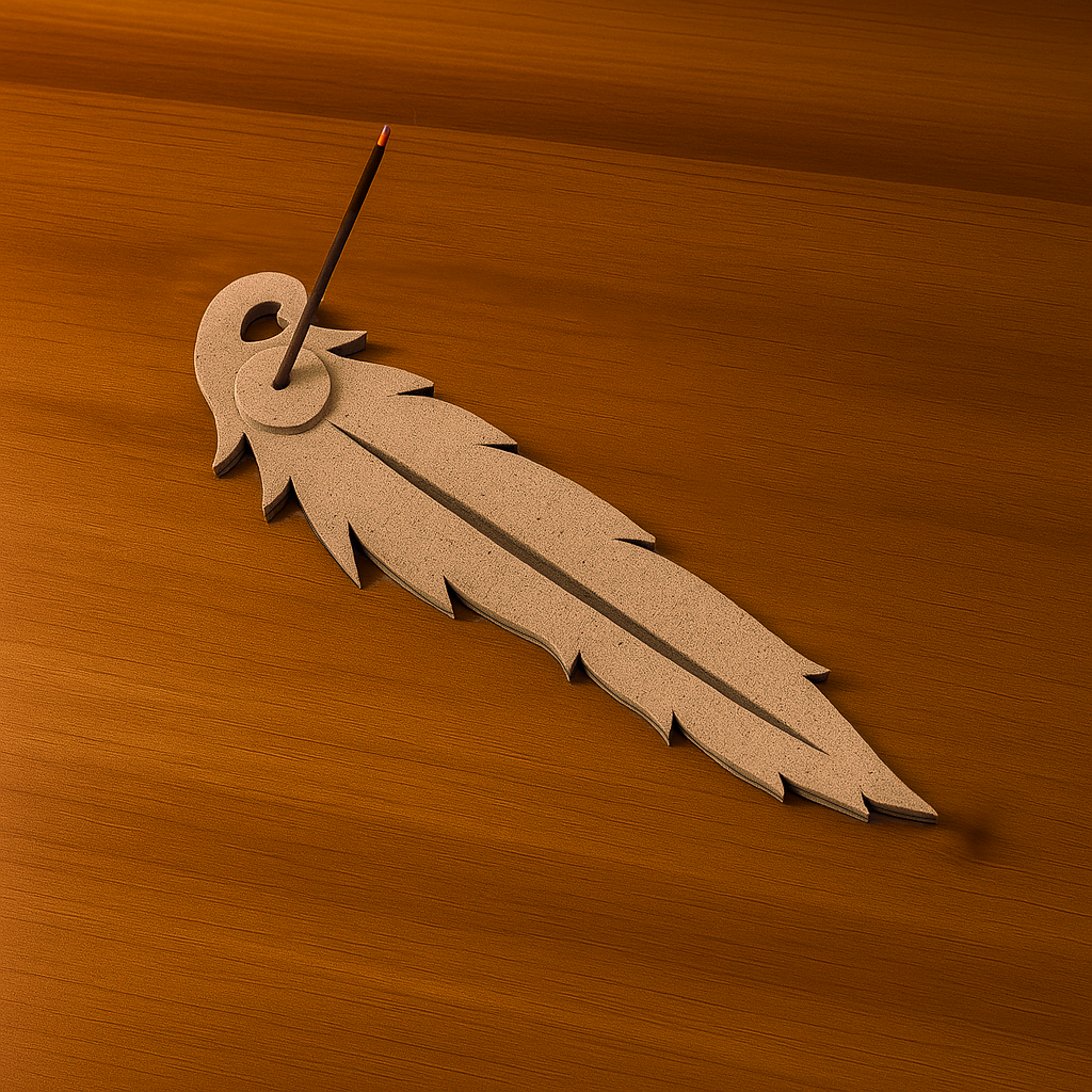 Parrot Feather MDF Incense Holder