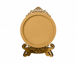 Decorative MDF circular photo frame with intricate designs on a white background