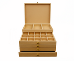 MDF DIY  jeweIlery box with compartments and drawers on a white background