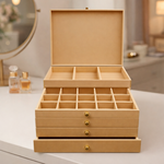 MDF DIY  jeweIlery box with compartments on a vanity table