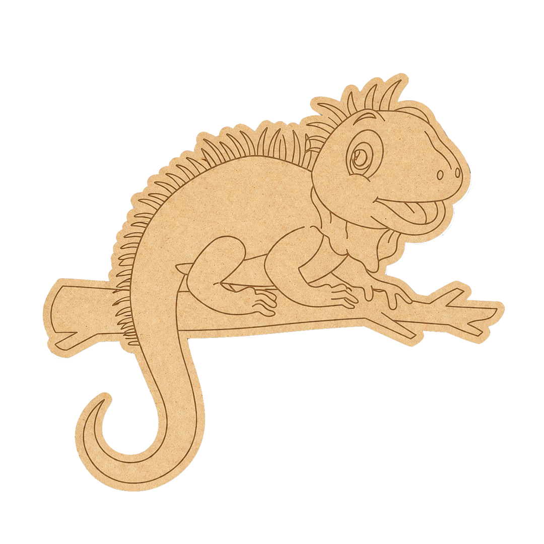 MDF DIY  Iguana cutout of a lizard on a white background