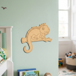  MDF DIY  Iguana wall decoration in a child's room with books and toys.