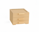 Beige two-drawer MDF DIY jewellery box on a white background