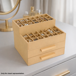 MDF DIY Jewellery Box with jewellery on a light surface