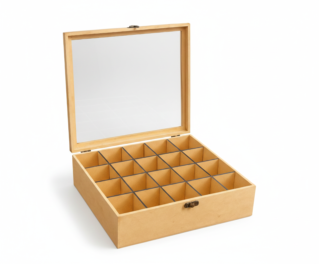 MDF DIY Jewellery Box with open lid on a white background