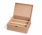 MDF DIY Jewellery Box with an open lid on a white background