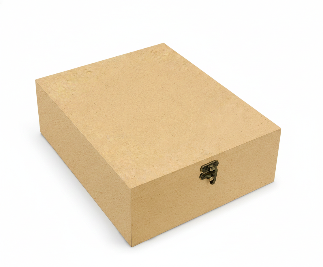MDF DIY Jewellery Box with a decorative clasp on a white background