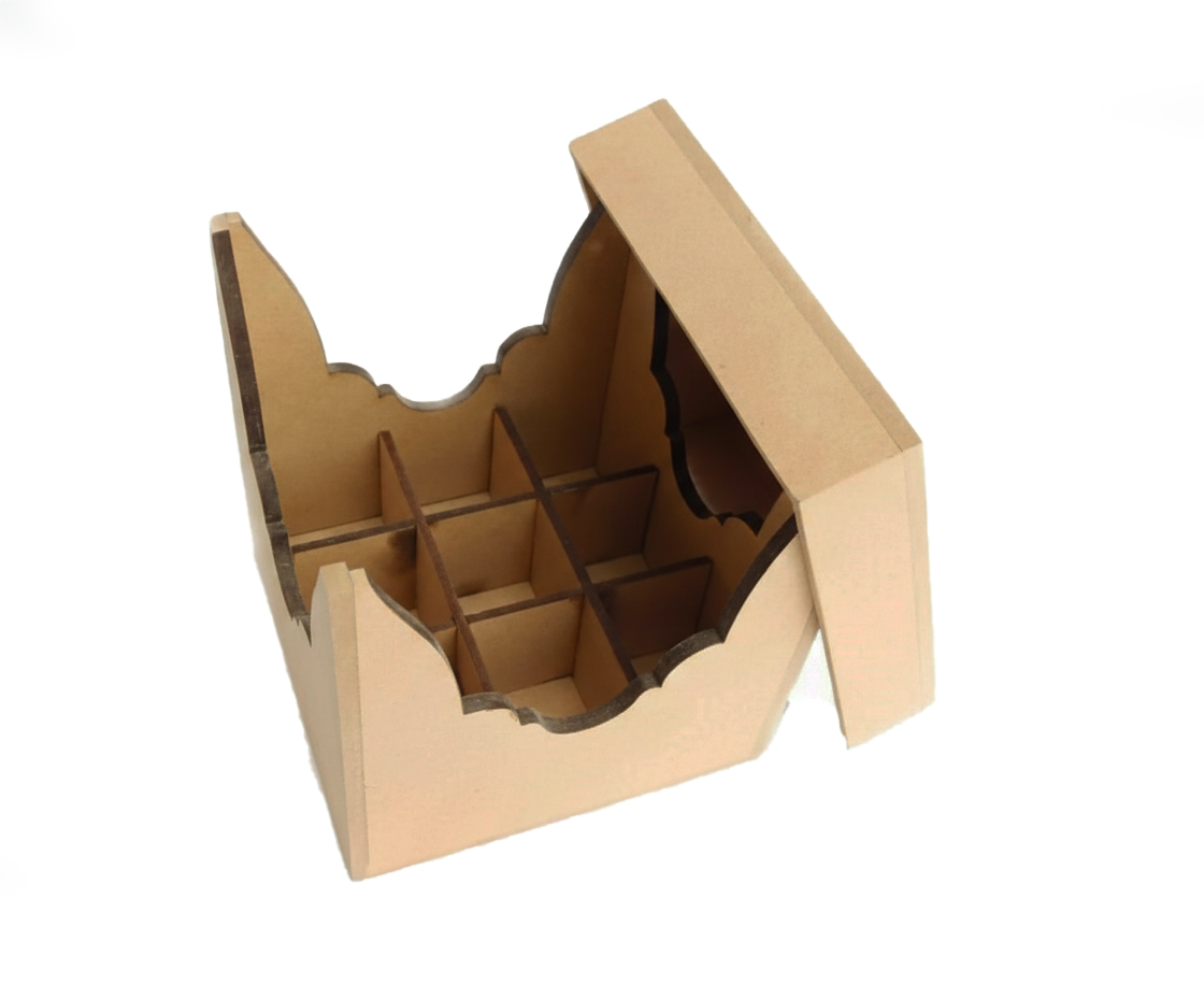 MDF DIY Jewellery box with compartments on a white background