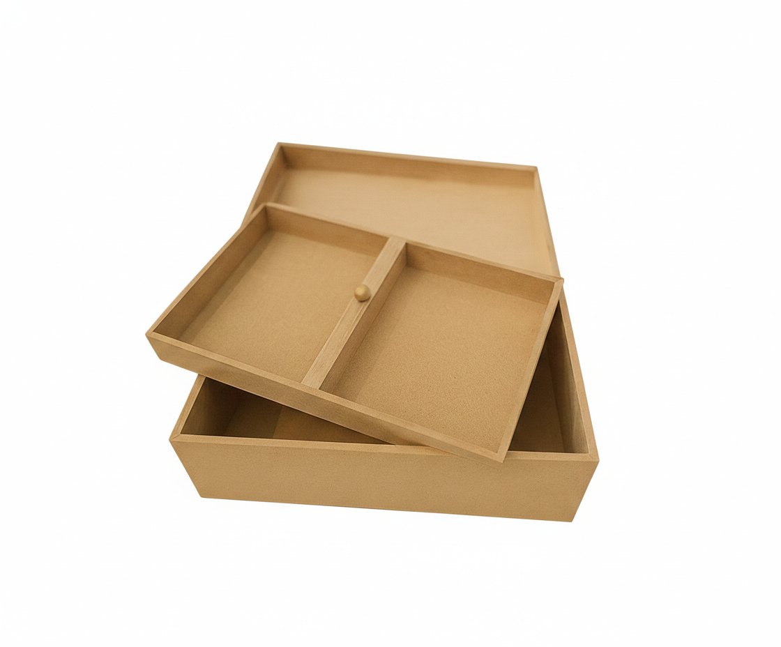 MDF DIY Jewellery Box with a lid on a white background
