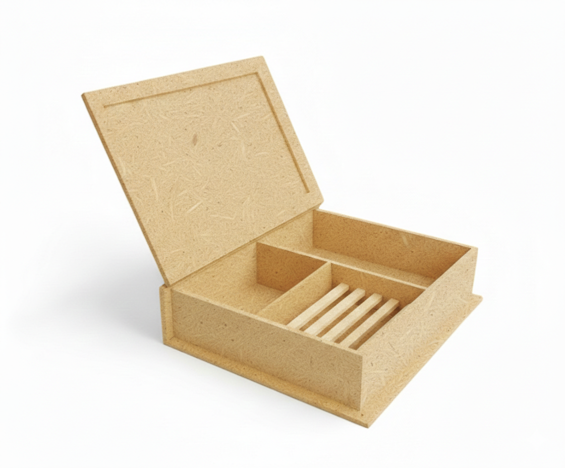 MDF DIY Jewellery Box  with compartments on a white background