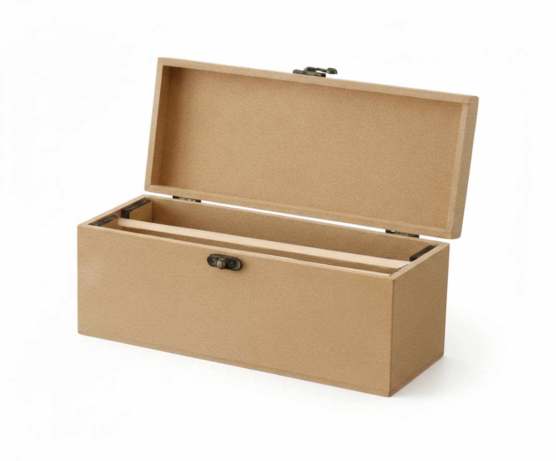 MDF DIY Jewellery Box storage box with open lid on a white background
