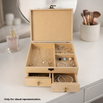MDF DIY Jewellery Box with jewellery on a table
