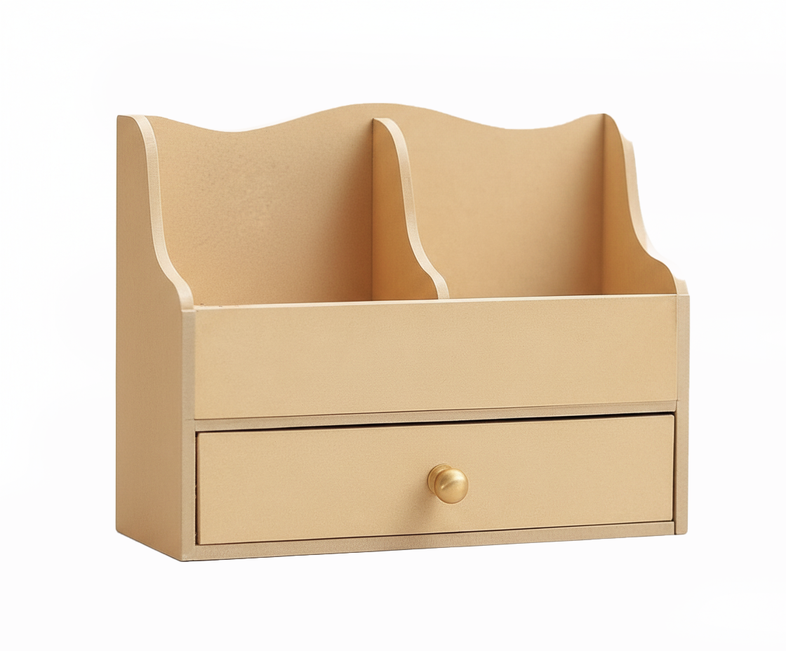 MDF DIY Jewellery Box with a drawer on a white background