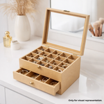 MDF DIY Jewellery Box with jewellery on a white surface