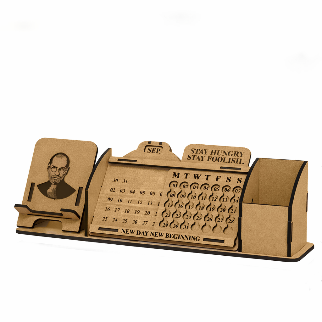 DIY MDF Desk Organizer with Perpetual Calendar & Mobile Stand