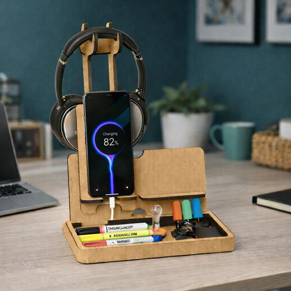 DIY MDF Headphone & Mobile Desk Organizer