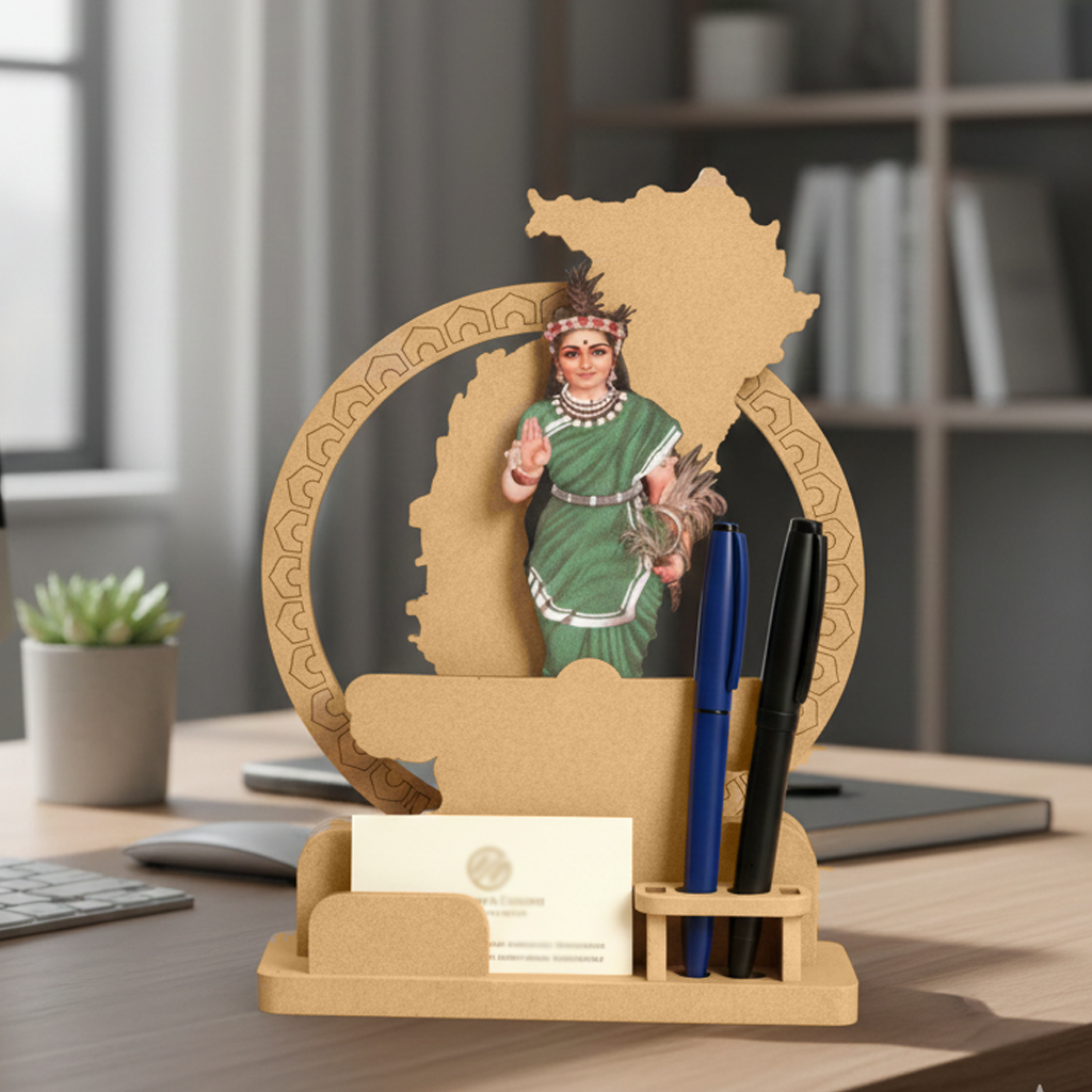 DIY MDF Jharkhand Theme Desk Organizer